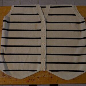 Zara Vest. White with black stripes - Medium